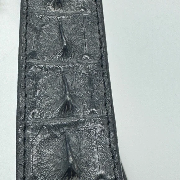 Men’s Size 40 Genuine Black Hornback Crocodile Leather Belt Silver Tone Buckle - Picture 6 of 6